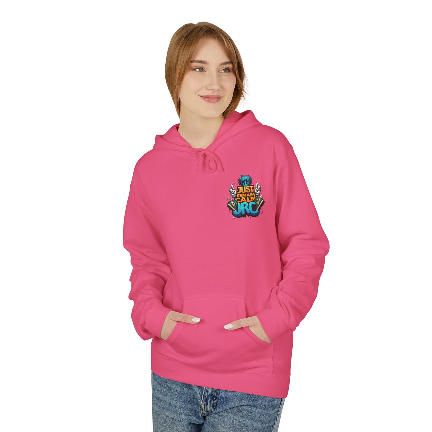 Just Remain Calm Unisex Midweight Fleece Hoodie - Relaxed Urban Style for Everyday Comfort