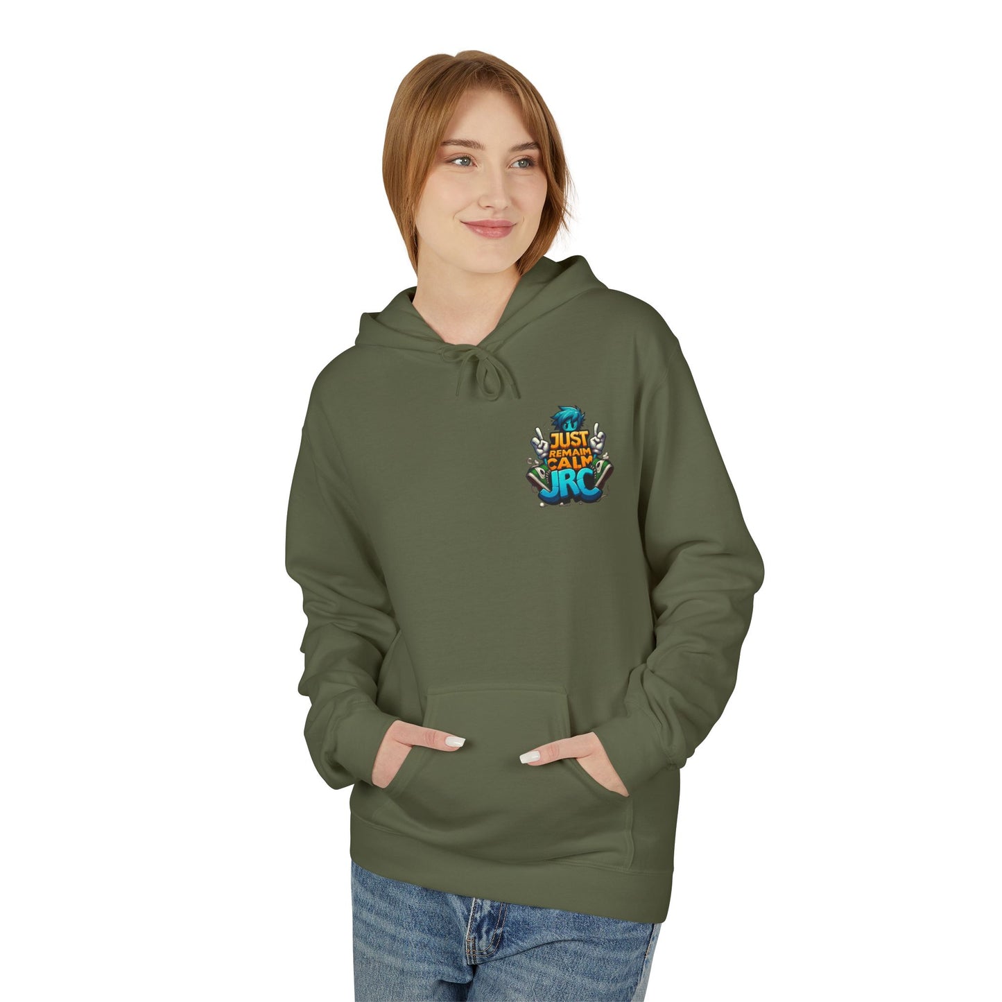 Just Remain Calm Unisex Midweight Fleece Hoodie - Relaxed Urban Style for Everyday Comfort